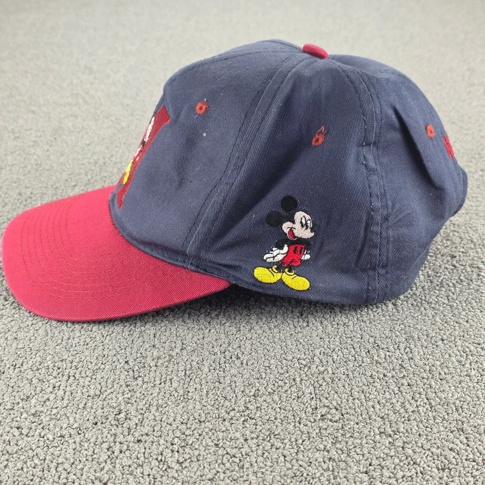 Disney Mickey Mouse‎ Snapback Hat Mens Navy Red Vintage Embroidered OSFM